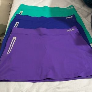 NWOT FILA Bundle of 3 Performance Skorts in Purple, Blue, Teal